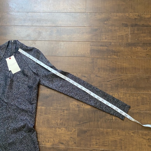 Ted Baker black silver Metallic Tabytha stretch Knit Cross Over Slit dress - Picture 8 of 16